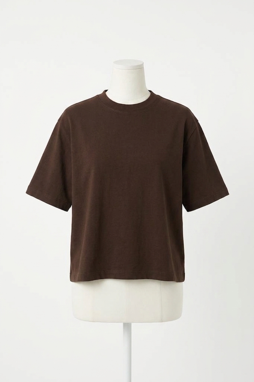 New Enza Costa Short Sleeve Supima Structured Tee In Chocolate